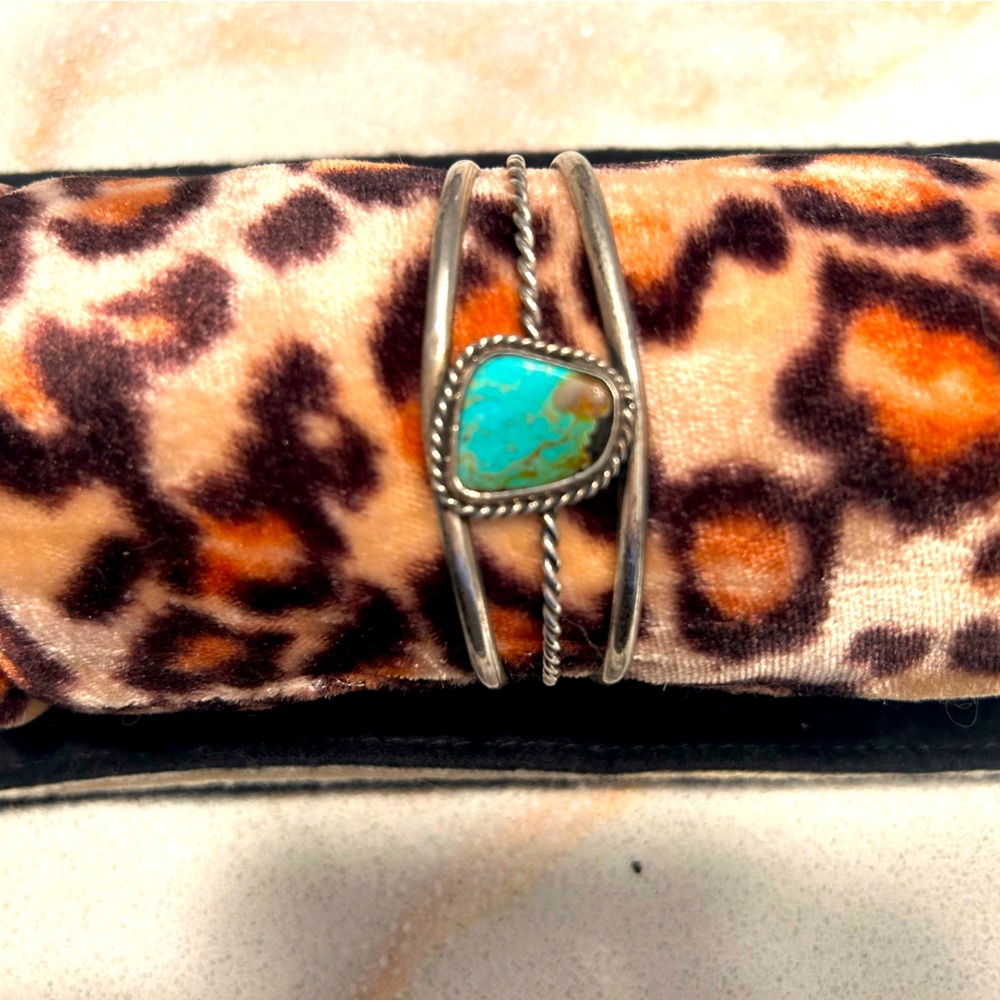 Vintage turquoise and silver cuff bracelet.